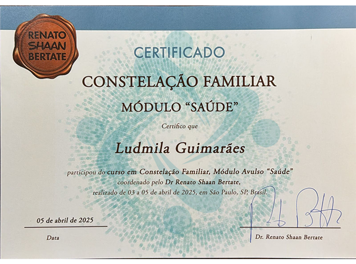 Certificado módulo Saúde — formação com Renato Shaan Bertate