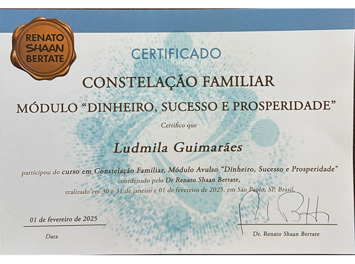 Certificado módulo Dinheiro — formação com Renato Shaan Bertate
